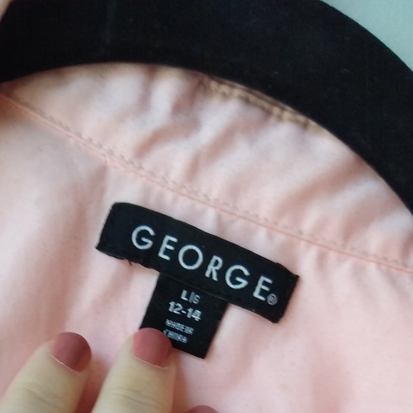 💙 george pink peach button up work t-shirt - Picture 5 of 5